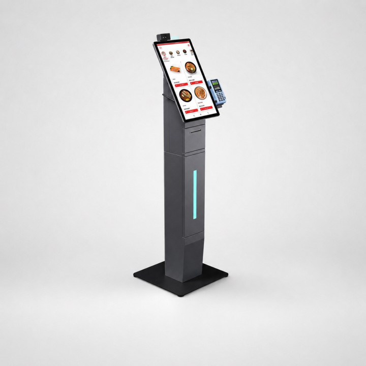 ZQ-TPR6 Kiosk für Self-Ordering mit Standfuss vorne links